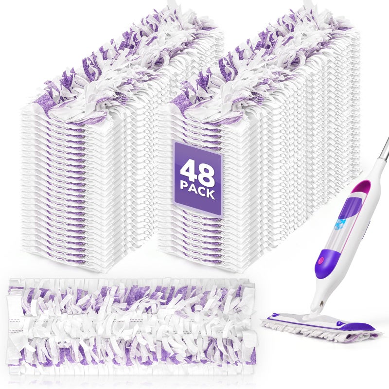 AIR U+ 48 عبوة من وسادات الممسحة الكهربائية التي تستخدم لمرة واحدة لإعادة تعبئة ممسحة سويفر الكهربائية، غير معطرة، 14 طبقة سميكة متعددة الأسطح، حل بديل لتنظيف الأرضيات السطحية - Image 1